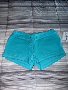 Blue Drawstring Athletic Shorts for Women